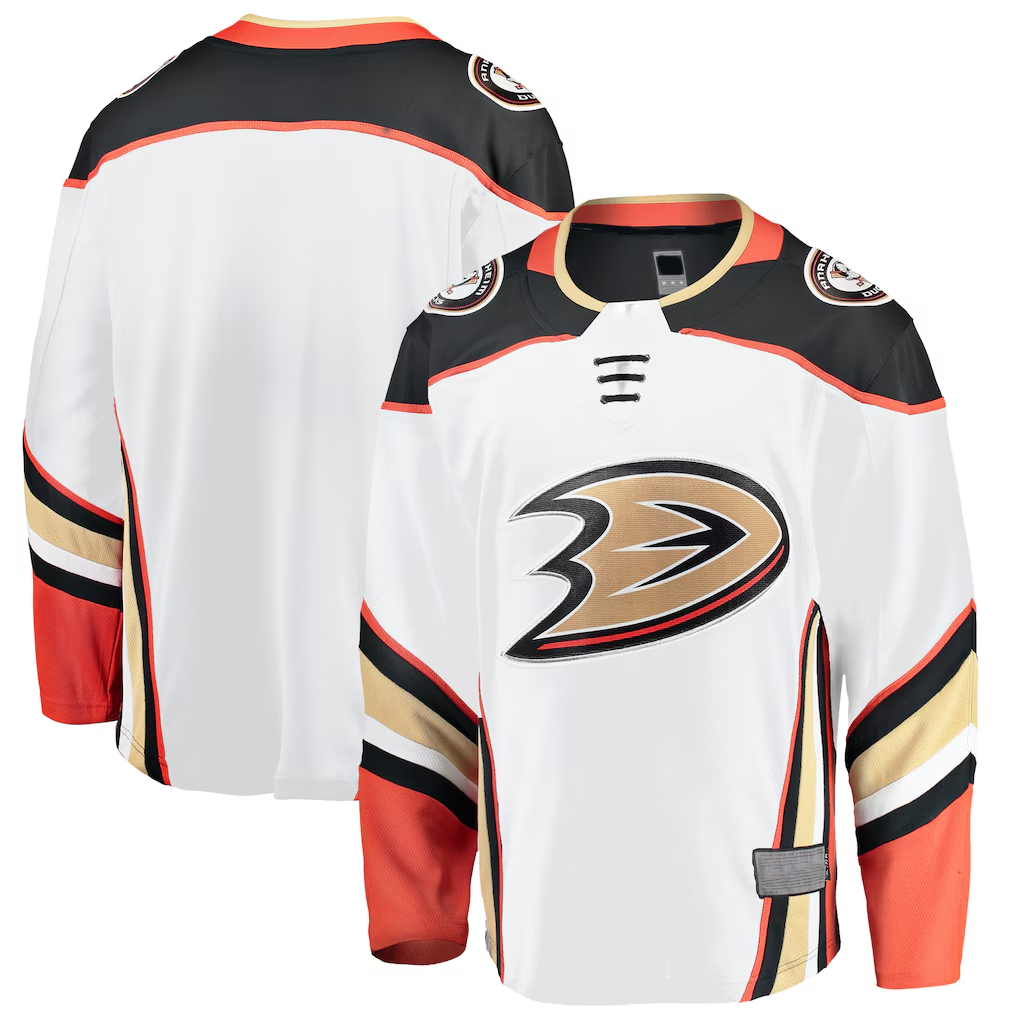 Pouc A.Ducks White Breakaway Away Jerseys