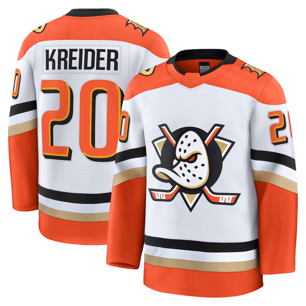 Pouc A.Ducks #20 Chris Kreider White Away Premium Jerseys