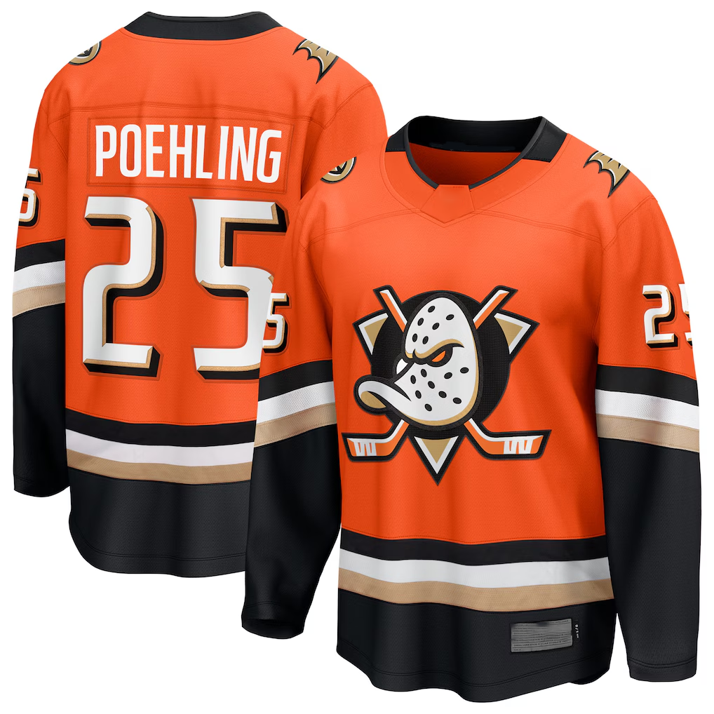 Pouc A.Ducks #25 Ryan Poehling Orange Home Breakaway Jerseys