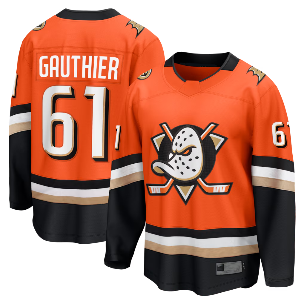 Pouc A.Ducks #61 Cutter Gauthier Orange Home Breakaway Jerseys