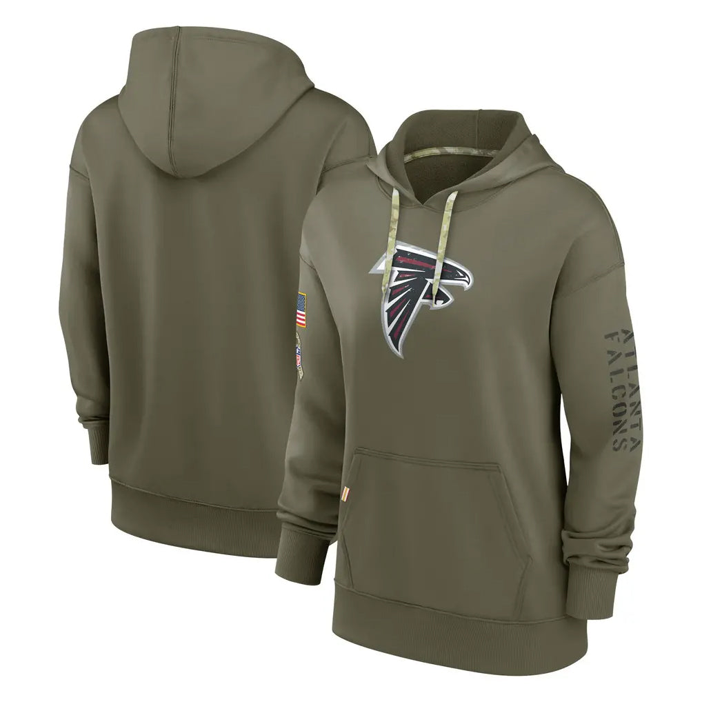 Pouc A.Falcons Olive 2025 Salute to Service Pullover Hoodie Blank Player Stitched Jerseys