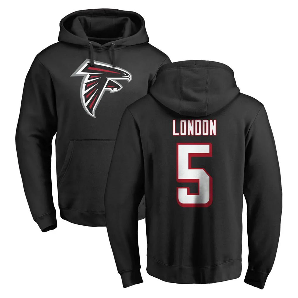 Pouc A.Falcons #5 Drake London Player Black Salute to Service Hoodies Stitched Jerseys