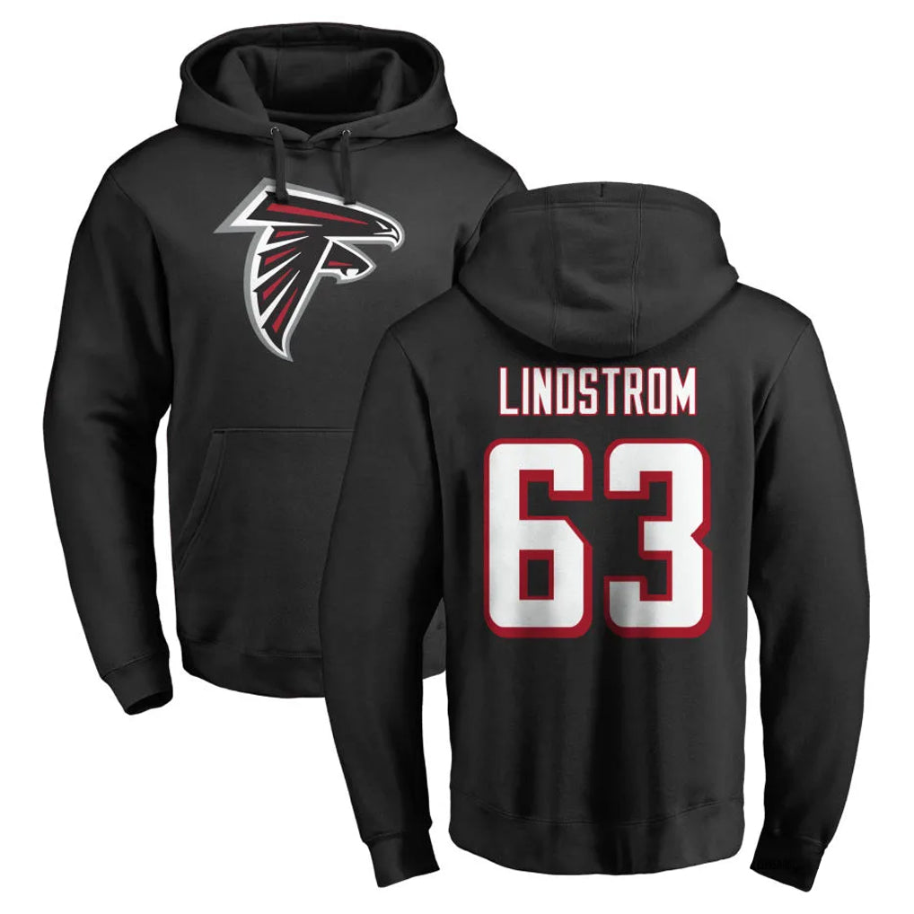 Pouc A.Falcons #63 Chris Lindstrom Player Black Salute to Service Hoodies Stitched Jerseys