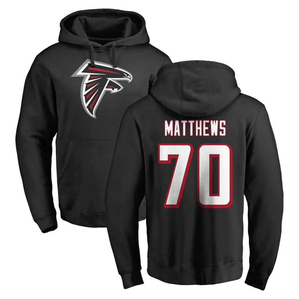 Pouc A.Falcons #70 Jake Matthews Player Black Salute to Service Hoodies Stitched Jerseys