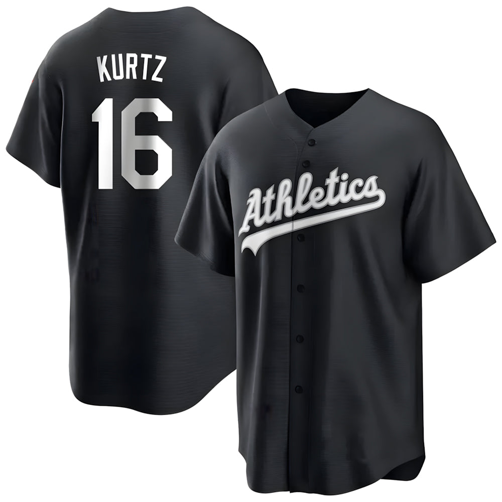 Pouc Athletics #16 Nick Kurtz Player Black Game Stitched Jerseys