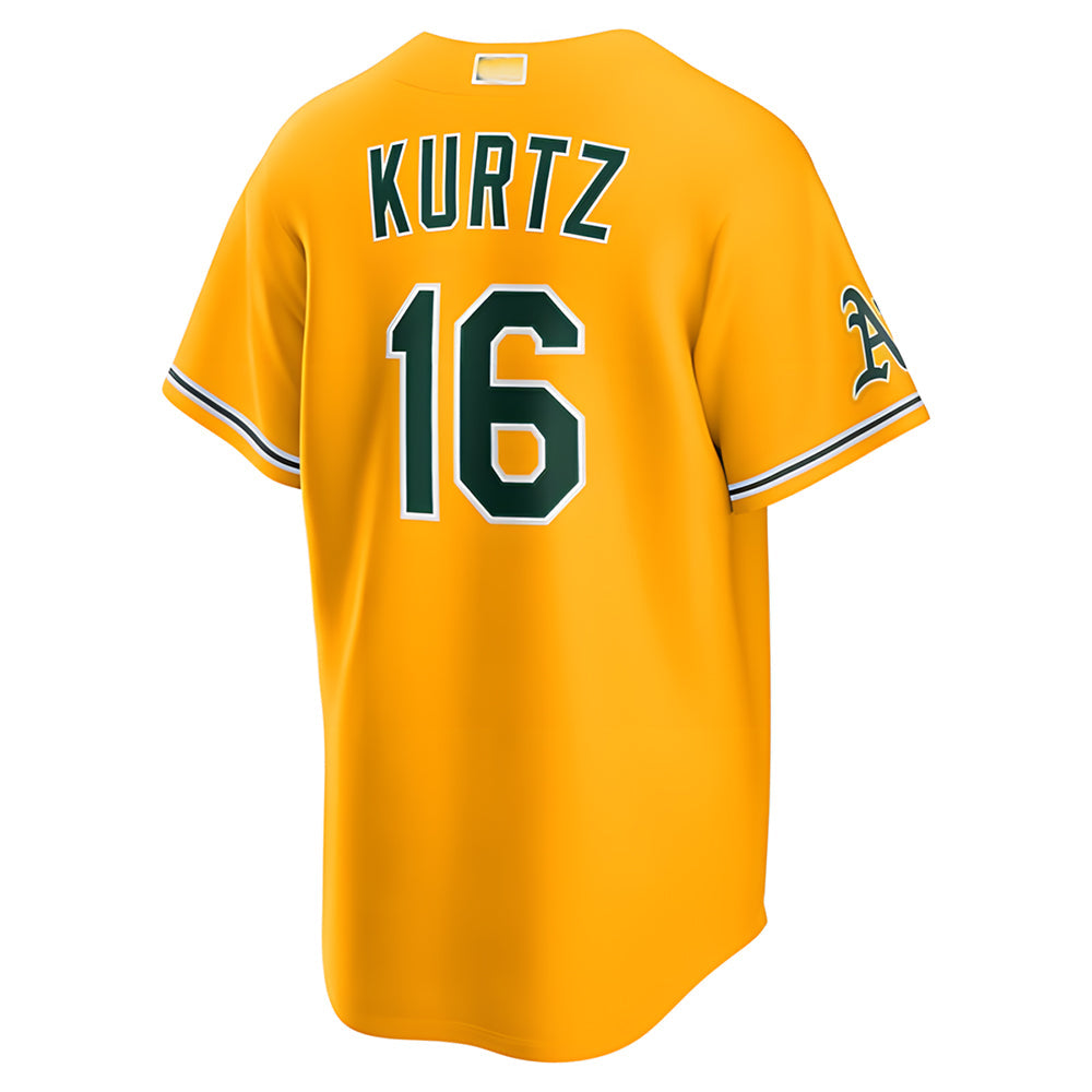 Pouc Athletics #16 Nick Kurtz Player Gold Alternate Stadium Stitched Jerseys