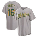 Pouc Athletics #16 Nick Kurtz Player Gray Home Game Stitched Jerseys