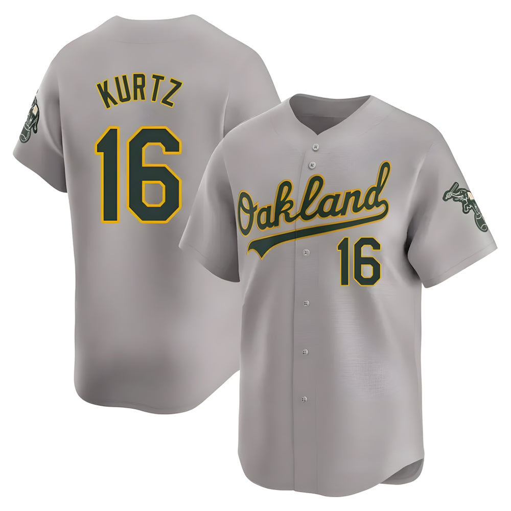 Pouc Athletics #16 Nick Kurtz Player Grey Home Limited Stitched Jerseys