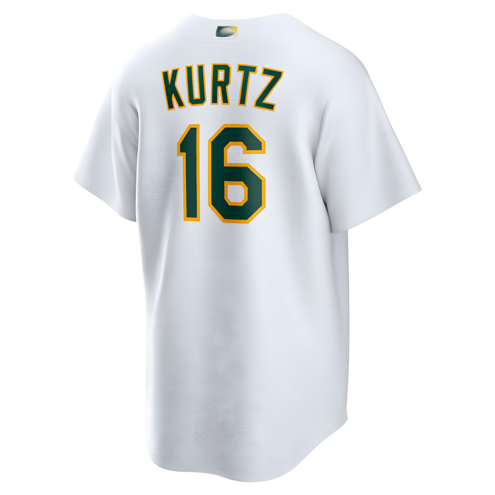 Pouc Athletics #16 Nick Kurtz Player White Home Game Stitched Jerseys