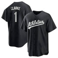 Pouc Athletics #1 Denzel Clarke player Black&White Replica Stitched Jersey