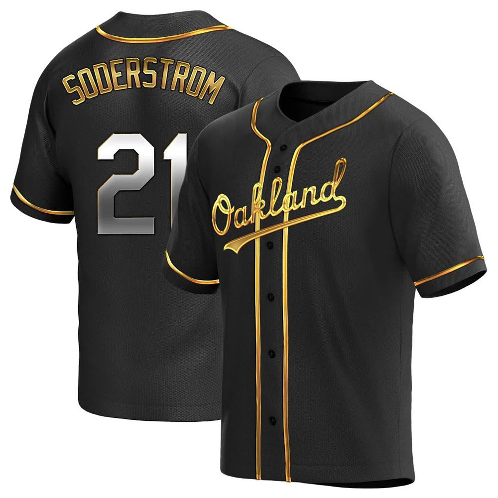 Pouc Athletics #21 Tyler Soderstrom Player Black Golden Replica Alternate Stitched Jersey