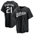Pouc Athletics #21 Tyler Soderstrom Player Black&White Replica Stitched Jersey