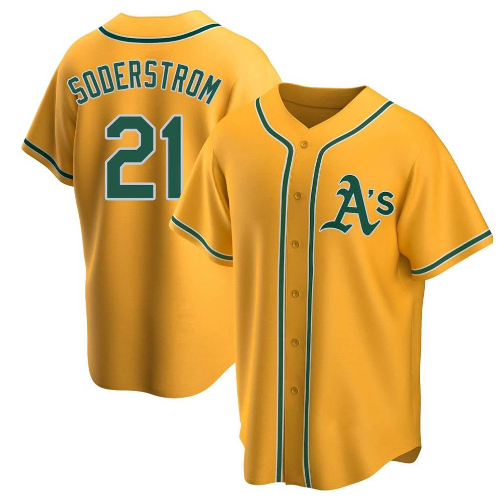 Pouc Athletics #21 Tyler Soderstrom Player Gold Replica Alternate Stitched Jersey