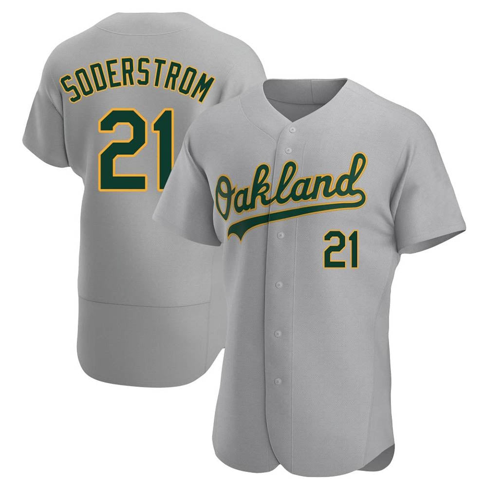 Pouc Athletics #21 Tyler Soderstrom Player Gray Authentic Road Stitched Jersey