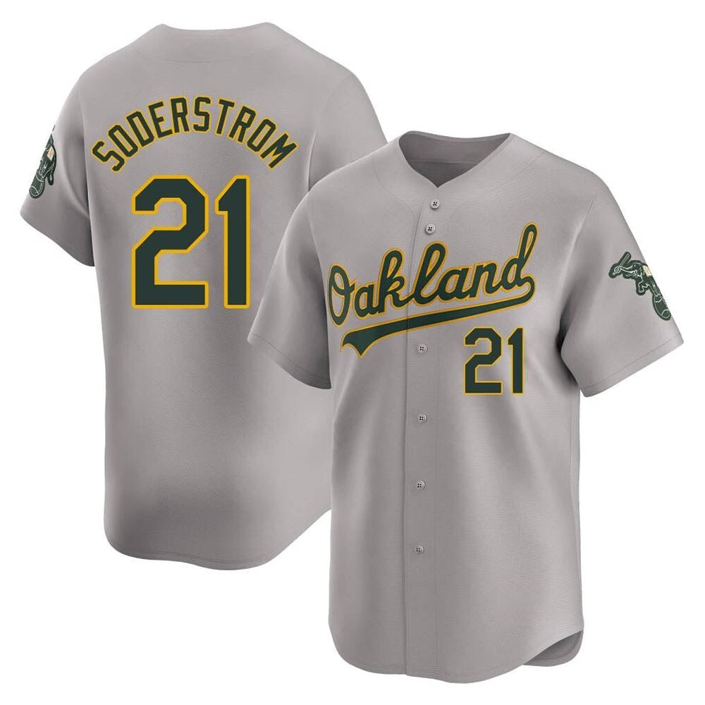 Pouc Athletics #21 Tyler Soderstrom Player Gray Limited Away Stitched Jersey
