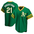Pouc Athletics #21 Tyler Soderstrom Player Green Replica Cooperstown Collection Stitched Jersey