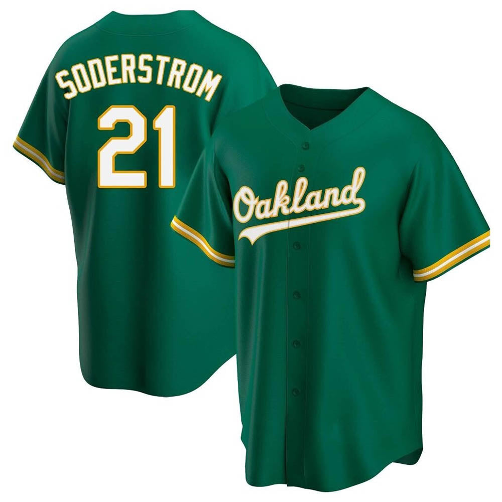 Pouc Athletics #21 Tyler Soderstrom Player Green Replica Kelly Alternate Stitched Jersey
