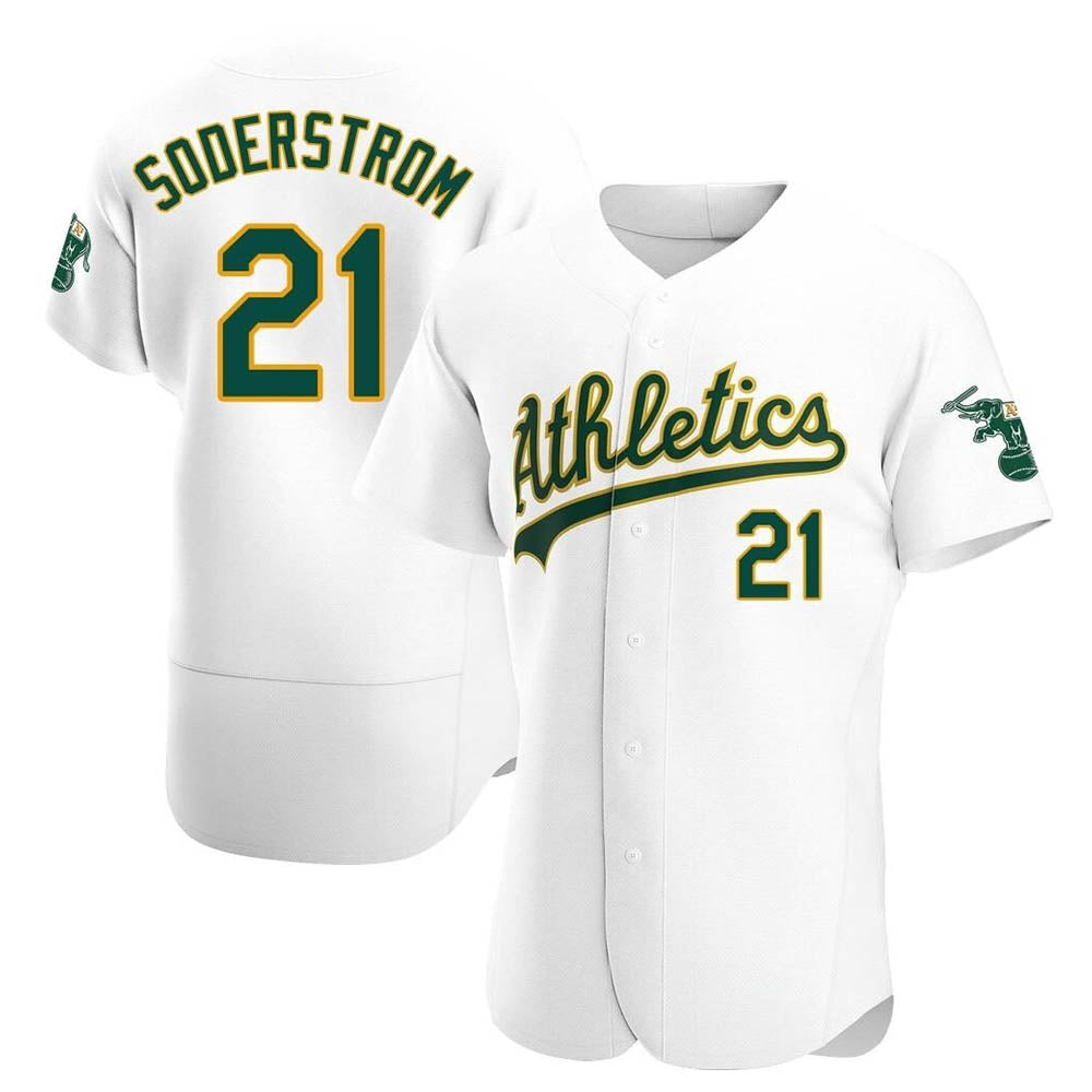 Pouc Athletics #21 Tyler Soderstrom Player White Authentic Home Stitched Jersey