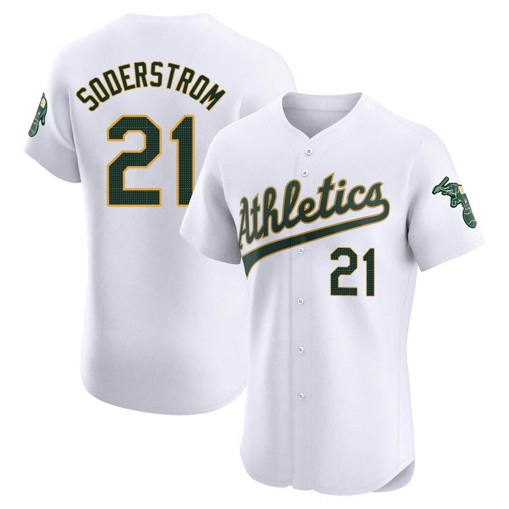 Pouc Athletics #21 Tyler Soderstrom Player White Elite Home Stitched Jersey