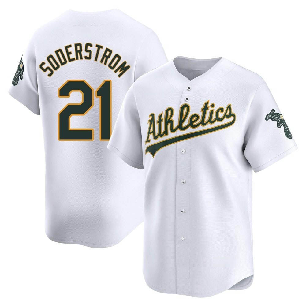 Pouc Athletics #21 Tyler Soderstrom Player White Limited Home Stitched Jersey