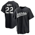 Pouc Athletics #22 Jeff McNeil player Black&White Replica Stitched Jersey