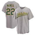 Pouc Athletics #22 Jeff McNeil player Gray Replica Away Stitched Jersey