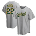 Pouc Athletics #22 Jeff McNeil player Gray Replica Road Stitched Jersey
