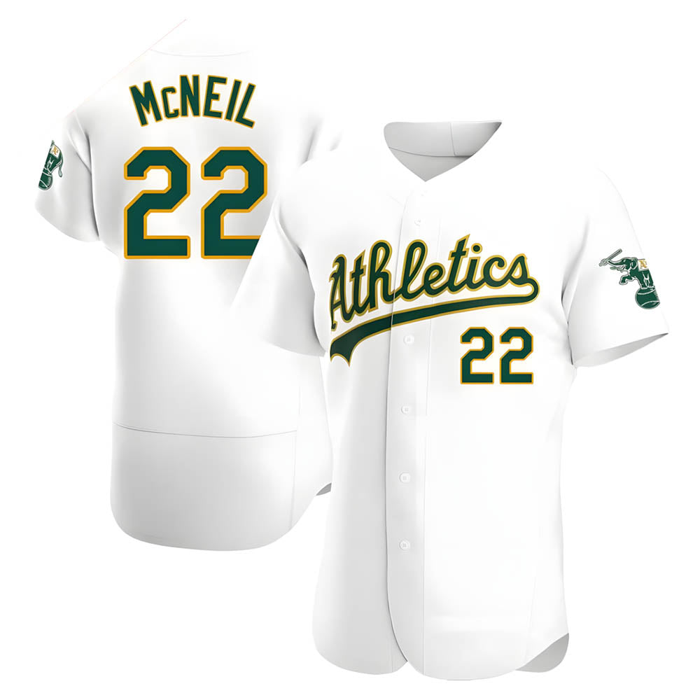Pouc Athletics #22 Jeff McNeil player White Authentic Home Stitched Jersey