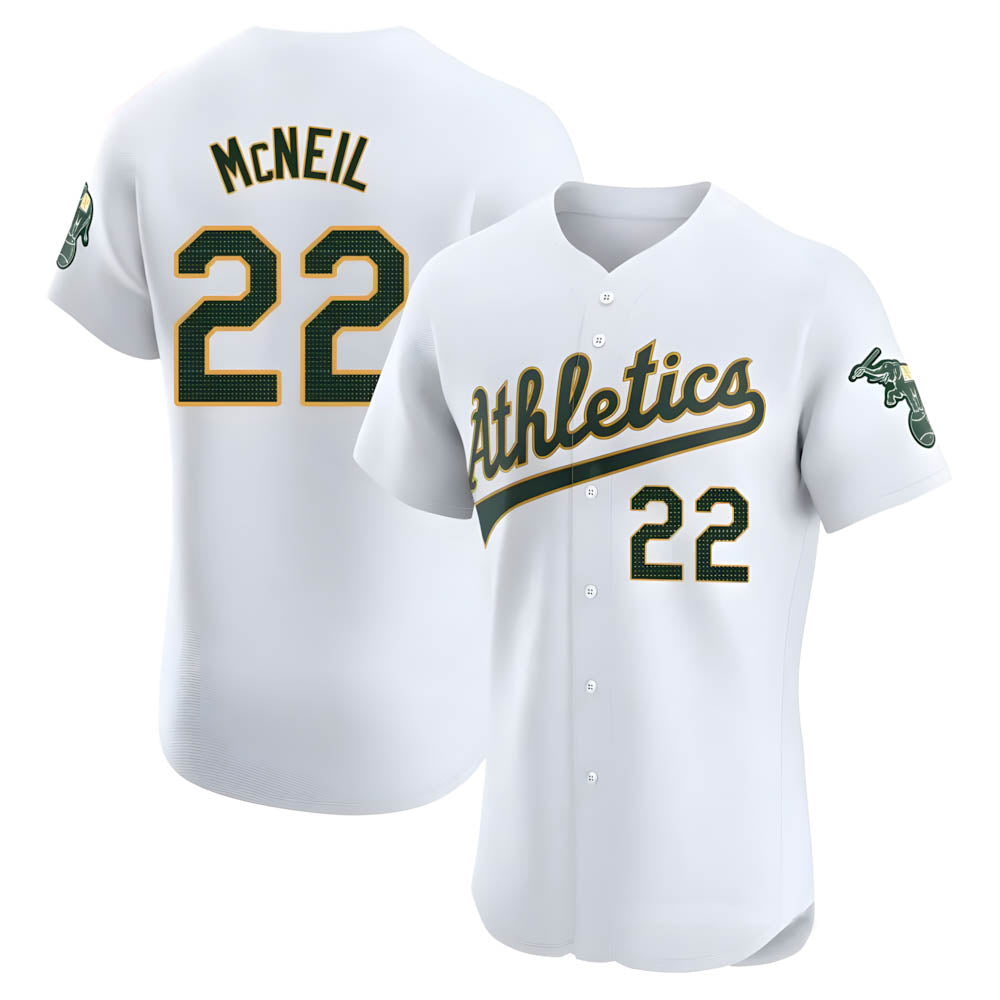 Pouc Athletics #22 Jeff McNeil player White Elite Home Stitched Jersey