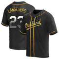 Pouc Athletics #23 Shea Langeliers Player Black Golden Replica Alternate Stitched Jerseys