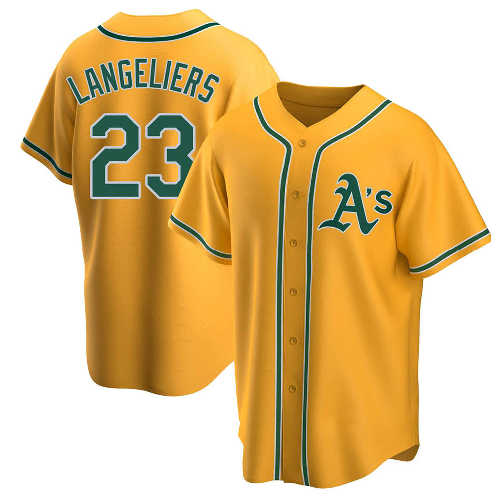 Pouc Athletics #23 Shea Langeliers Player Gold Replica Alternate Stitched Jersey