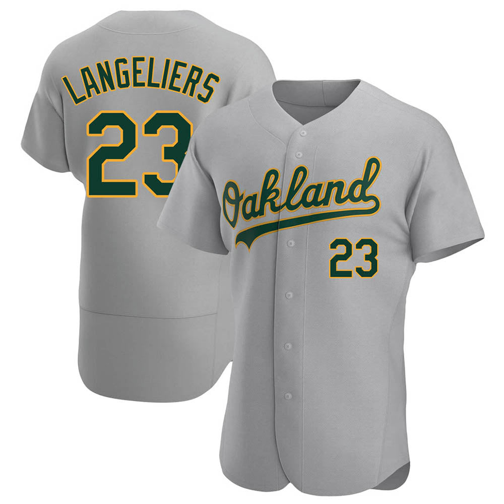 Pouc Athletics #23 Shea Langeliers Player Gray Authentic Road Stitched Jersey