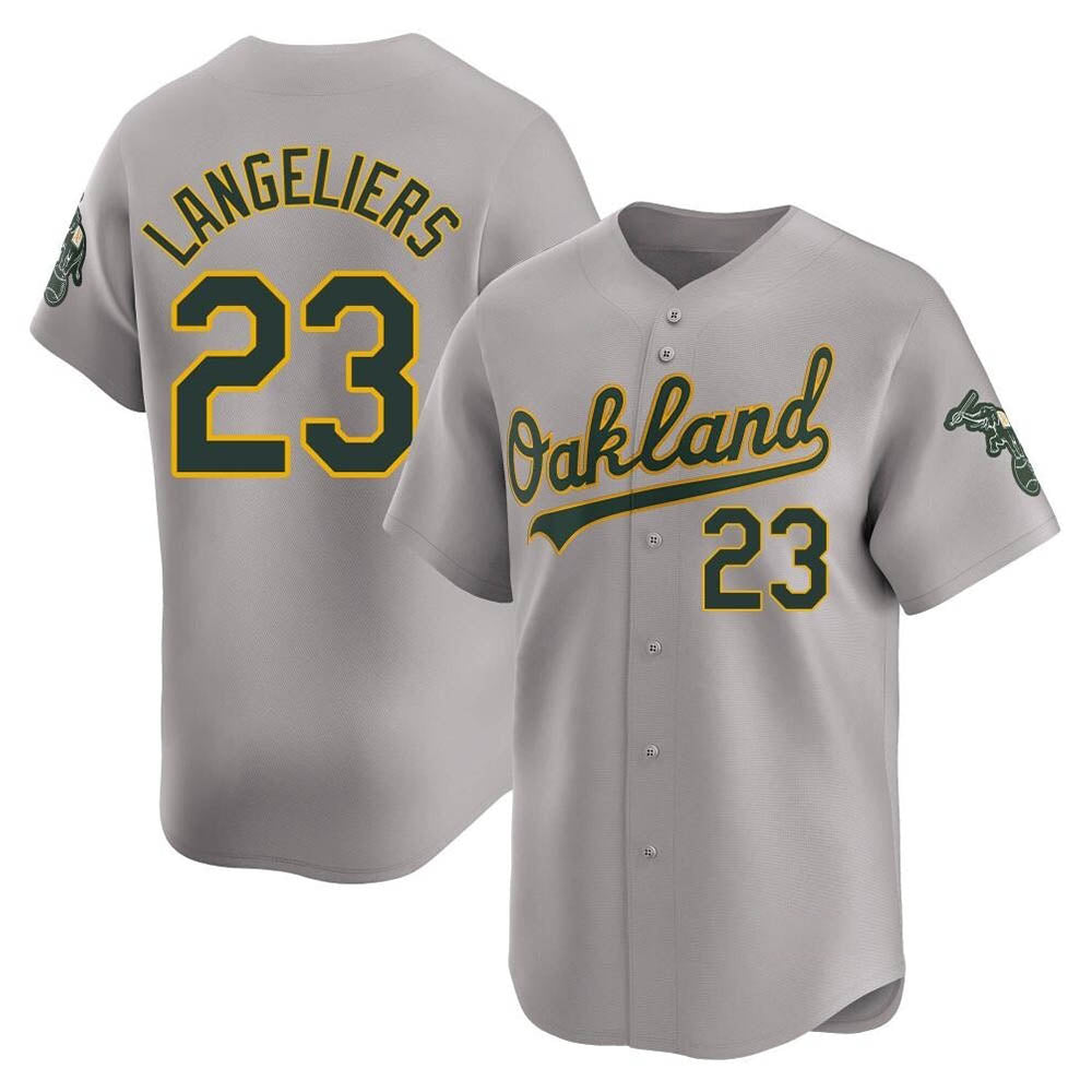 Pouc Athletics #23 Shea Langeliers Player Gray Limited Away Stitched Jersey