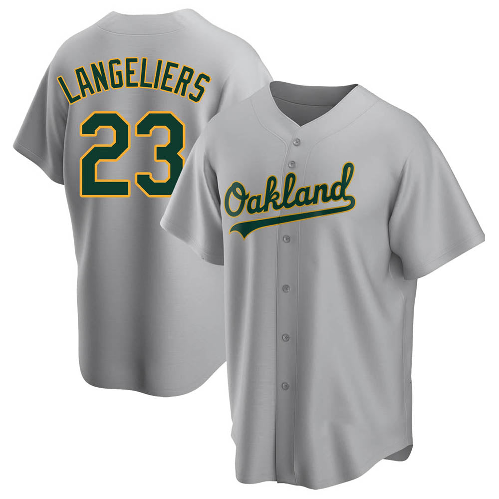 Pouc Athletics #23 Shea Langeliers Player Gray Replica Road Stitched Jerseys
