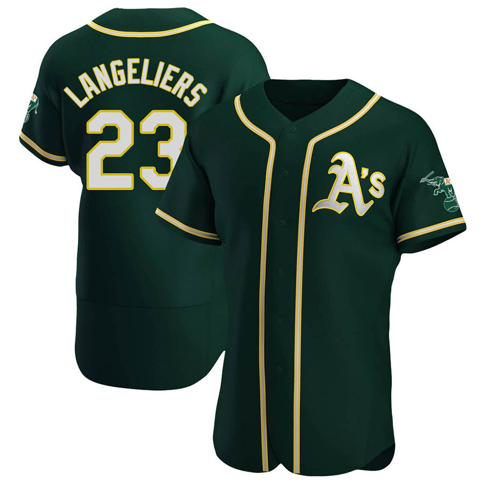 Pouc Athletics #23 Shea Langeliers Player Green Authentic Alternate Stitched Jerseys