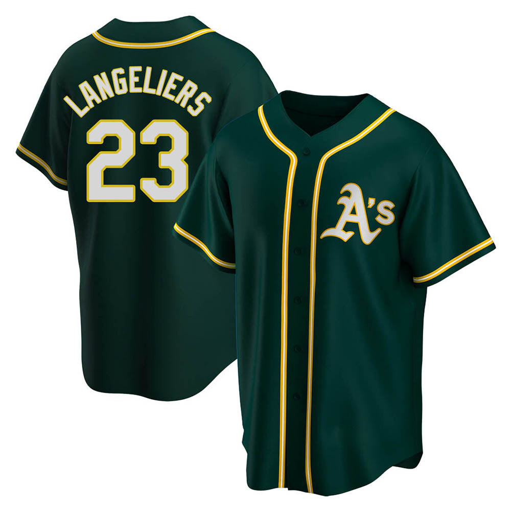 Pouc Athletics #23 Shea Langeliers Player Green Replica Alternate Stitched Jerseys