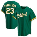 Pouc Athletics #23 Shea Langeliers Player Green Replica Kelly Alternate Stitched Jerseys