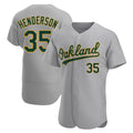 Pouc Athletics #35 Rickey Henderson Player Gray Authentic Road Stitched Jersey