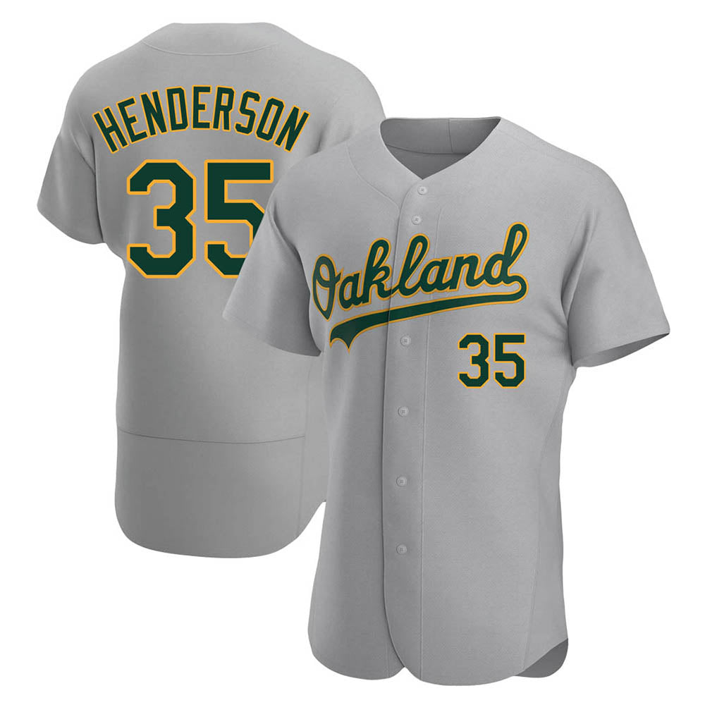 Pouc Athletics #35 Rickey Henderson Player Gray Authentic Road Stitched Jersey