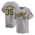 Pouc Athletics #35 Rickey Henderson Player Gray Limited Away Stitched Jersey
