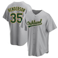 Pouc Athletics #35 Rickey Henderson Player Gray Replica Road Stitched Jersey
