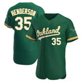 Pouc Athletics #35 Rickey Henderson Player Green Authentic Kelly Alternate Stitched Jersey