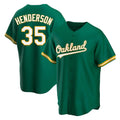 Pouc Athletics #35 Rickey Henderson Player Green Replica Kelly Alternate Stitched Jersey
