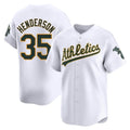 Pouc Athletics #35 Rickey Henderson Player White Limited Home Stitched Jersey