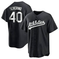 Pouc Athletics #40 Luis Severino player Black&White Replica Stitched Jersey