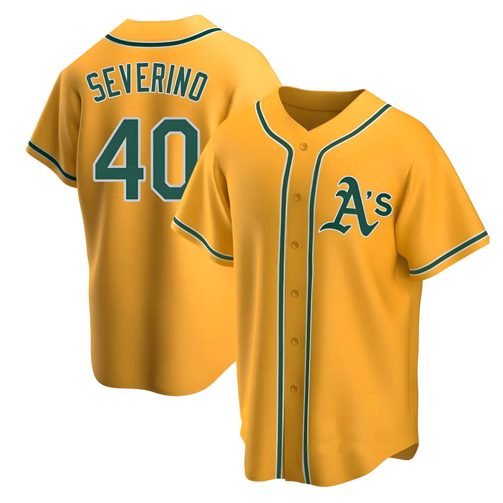 Pouc Athletics #40 Luis Severino player Gold Replica Alternate Stitched Jersey