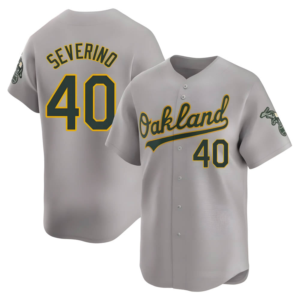 Pouc Athletics #40 Luis Severino player Gray Limited Away Stitched Jersey