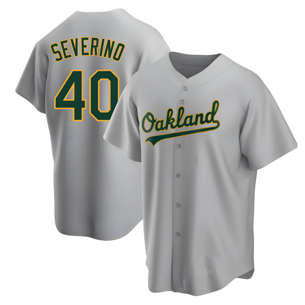 Pouc Athletics #40 Luis Severino player Gray Replica Road Stitched Jersey