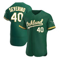 Pouc Athletics #40 Luis Severino player Green Authentic Kelly Alternate Stitched Jersey