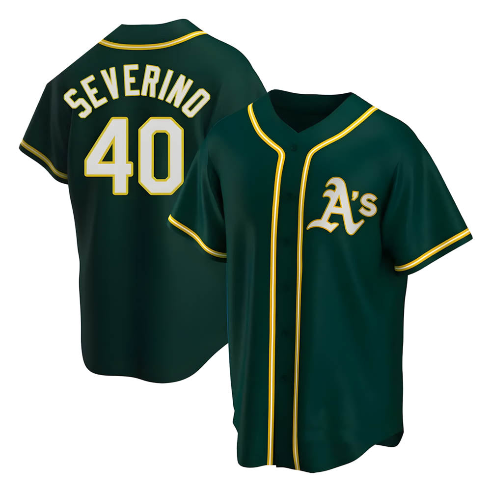 Pouc Athletics #40 Luis Severino player Green Replica Alternate Stitched Jersey